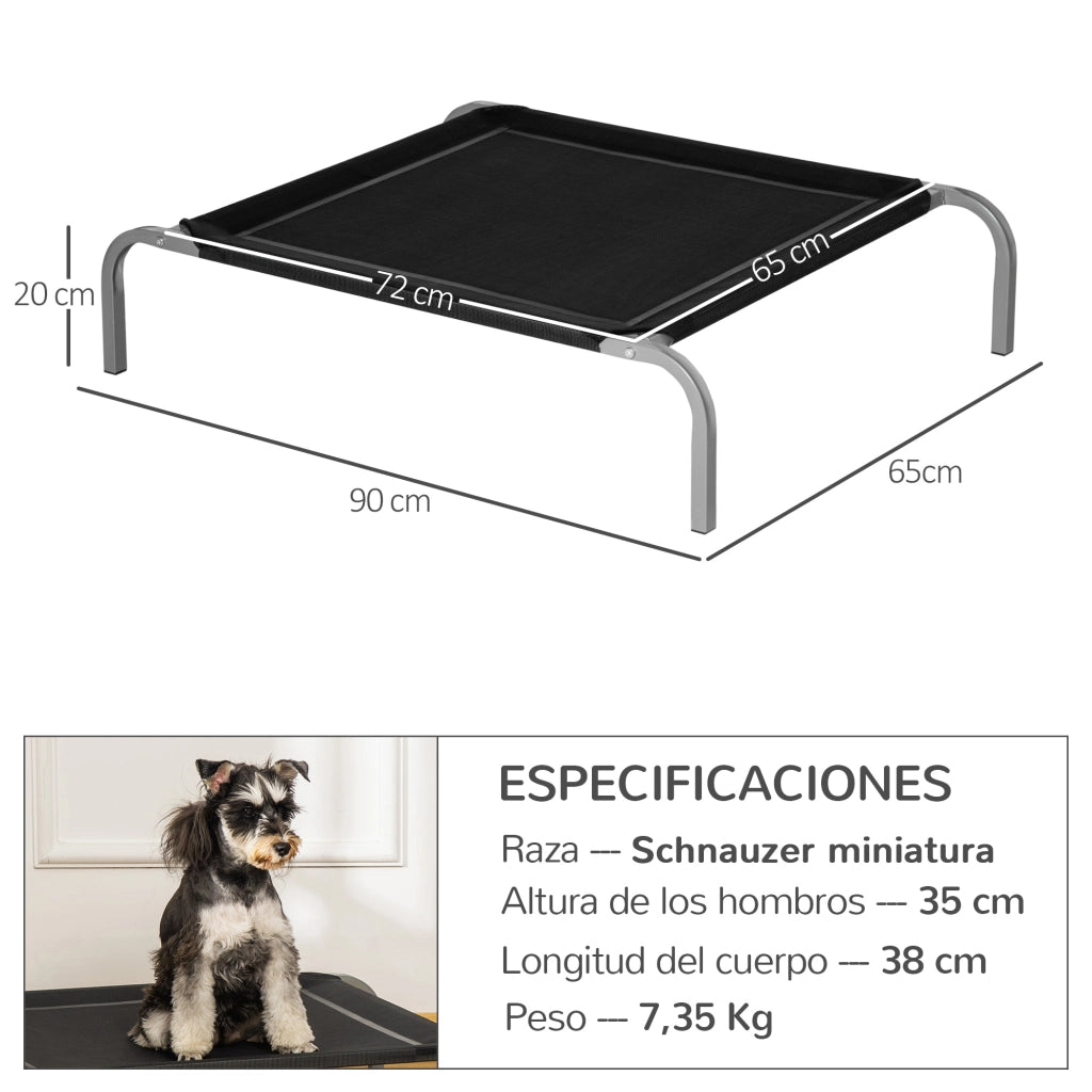 Letto per Cani Gatti Elevato ¨C zephmum ¨C Nero 90x65x20 cm