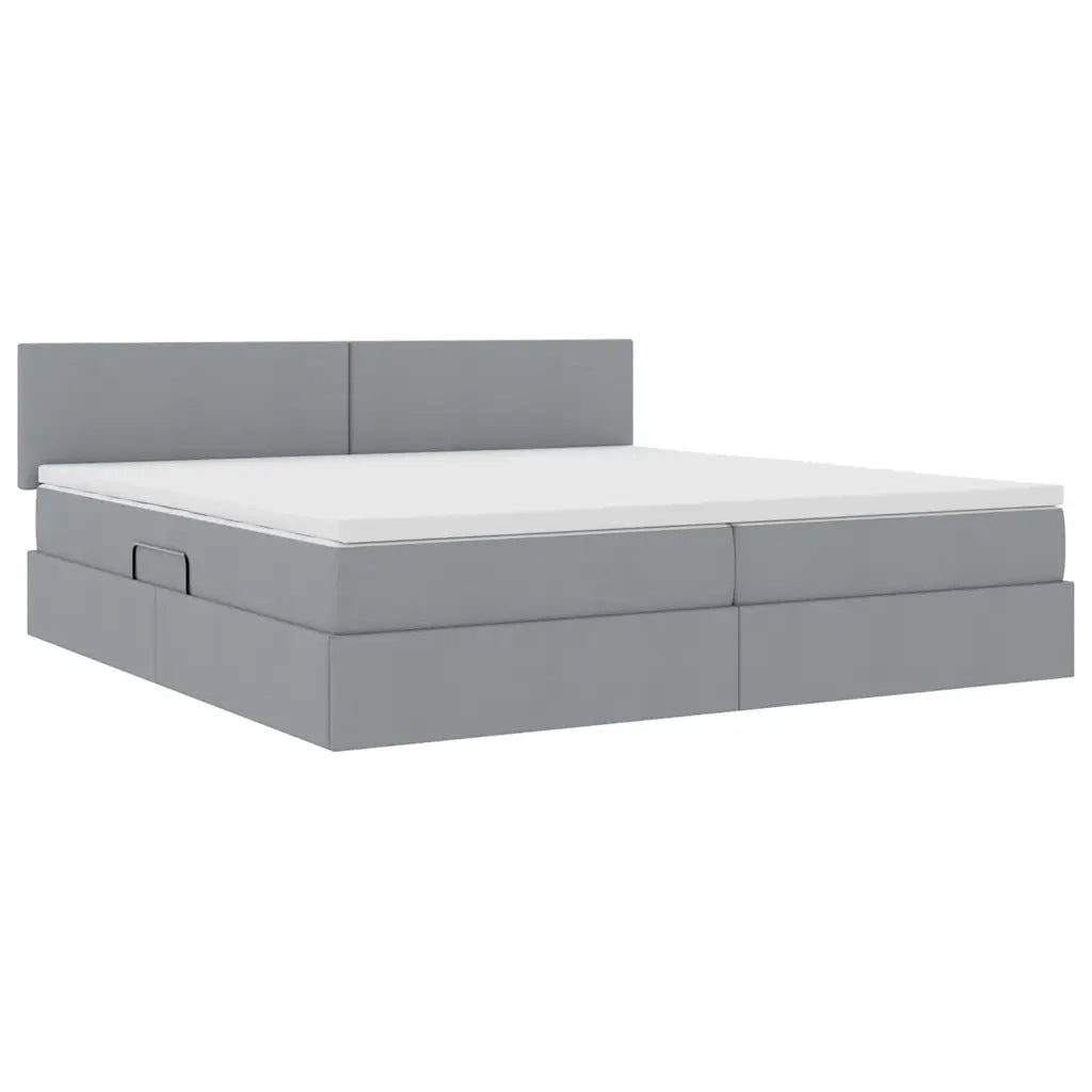 Letto con contenitore e LED Grigio chiaro 200 x 200 cm Tessuto