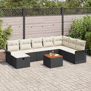 Set Divano da Giardino con cuscino 9 pcs Nero Poly Rattan 3360799