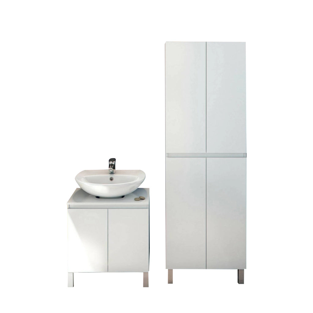 Trevico, set Mobili Bagno 4 Ripiani, Bianco Lucido