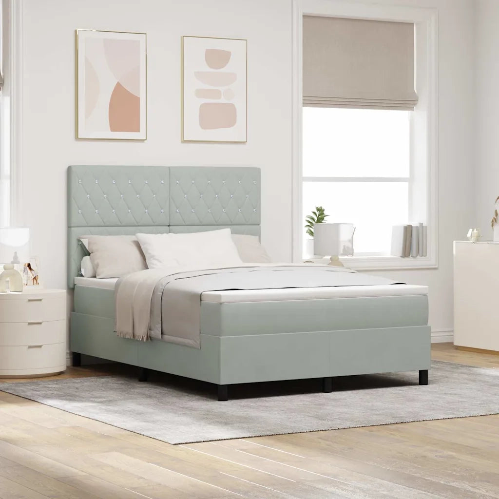 Letto a Sorgente LED Grigio chiaro 140 x 200 cm Tessuto
