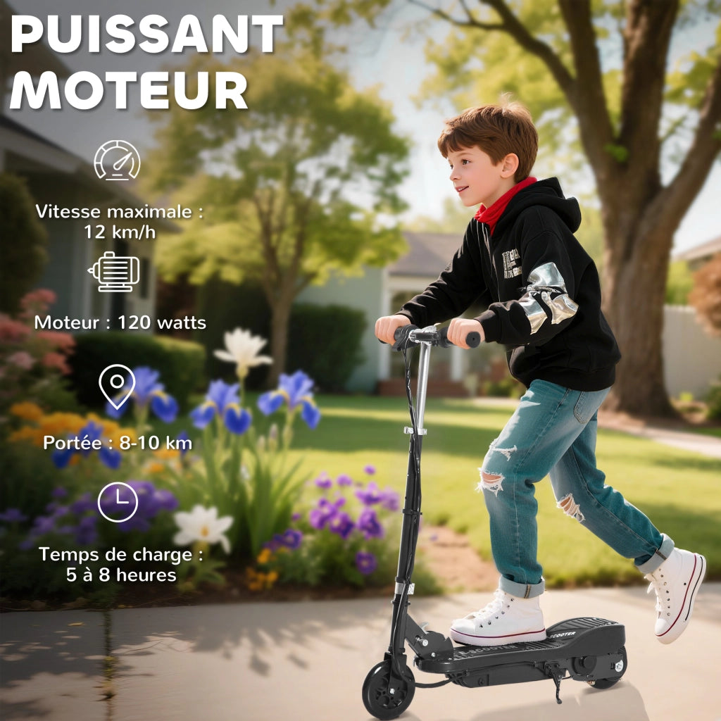 Monopattino Elettrico Pieghevole per Bambini ¨C Xylo ¨C 120W 12km/h 7+ Anni Nero