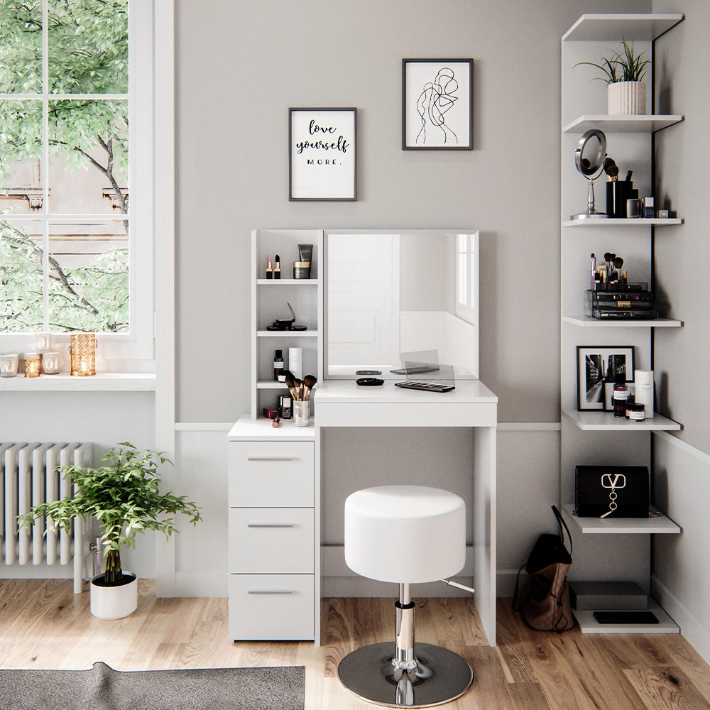 Vicco Tavolo da toeletta Bianco 80 cm con sgabello