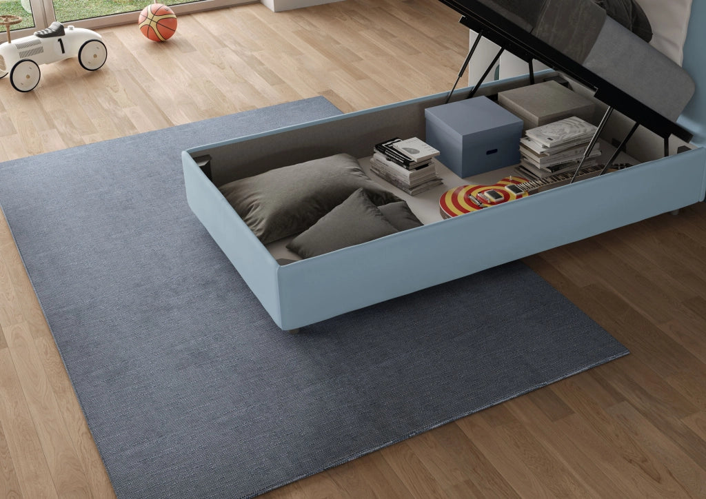 BS COM Letto singolo senza rete imbottito 90x210 microfibra sabbia