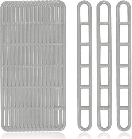 Elemento di sostegno in plastica da 20 pezzi per tende da giardino - Spanne extra resistenti in gomma - Grigio