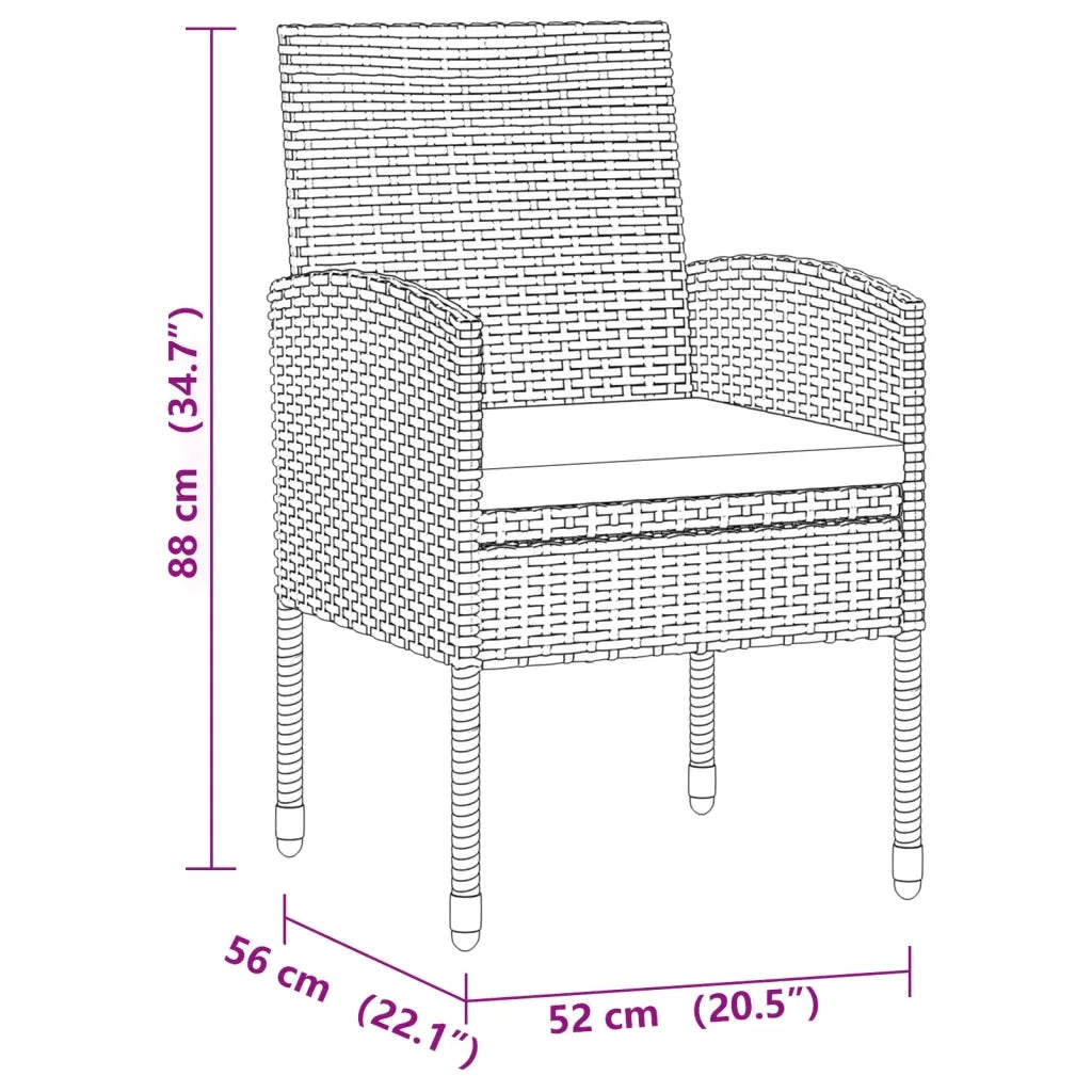 Set da Pranzo per Esterni 9 pz in Polyrattan Grigio 3120115
