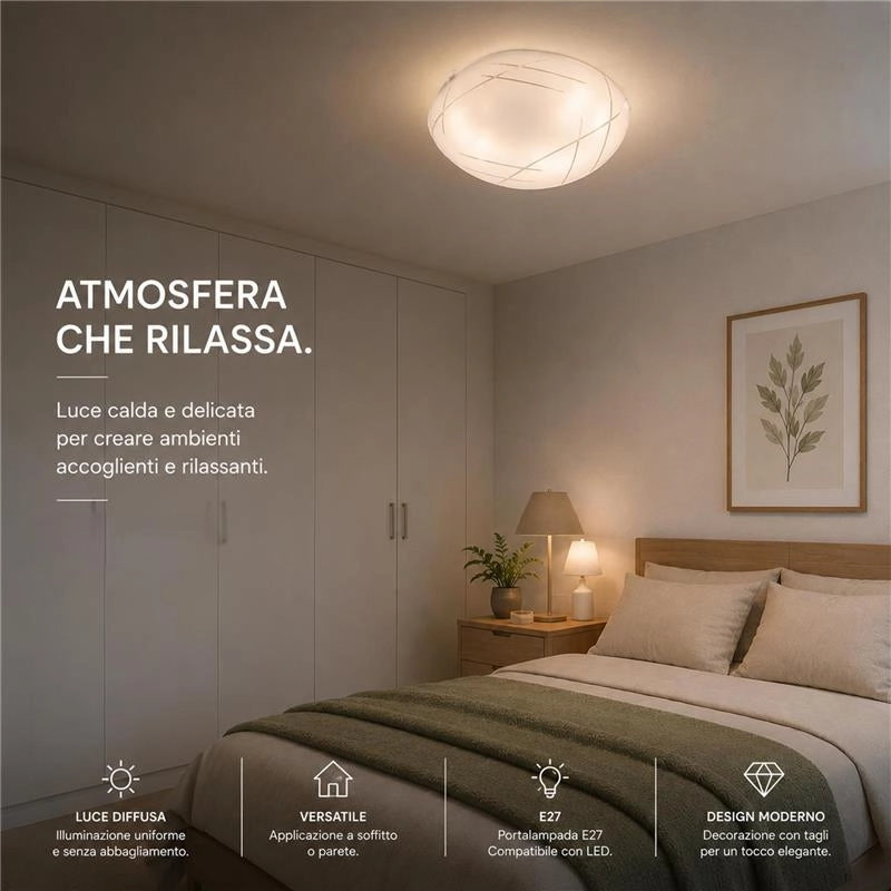 LETIZIA LAMPADA PLAFONIERA 2 LAMPADINE E27 40 CM TAGLI