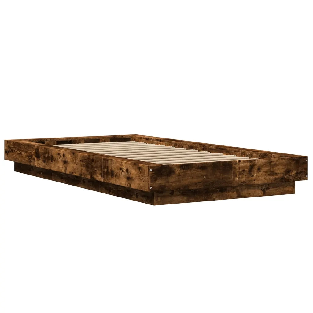 Giroletto con Luci LED-Struttura Letto Rovere Fumo 100x200 cm Legno Multistrato 215981