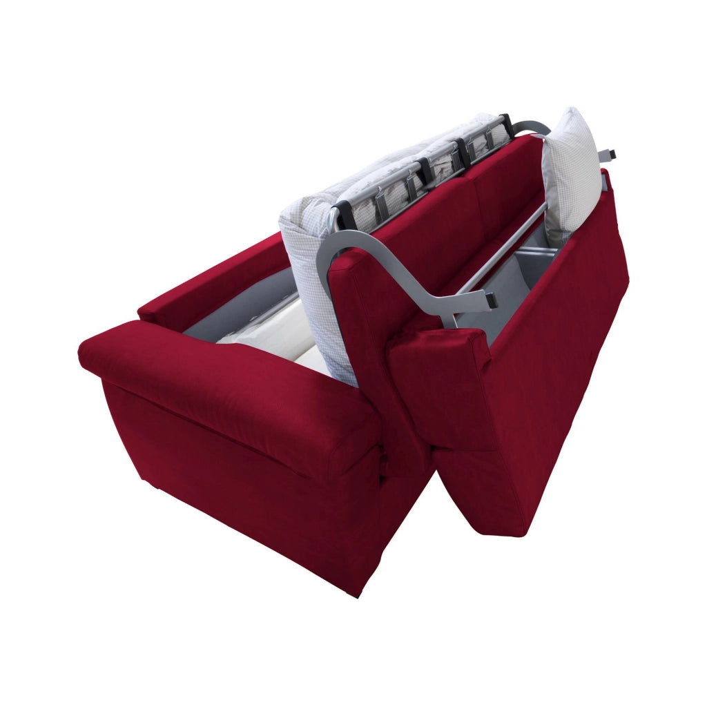 Trino, Divano Letto 3 Posti Sfoderabile Made in Italy, 225x95 cm Rosso