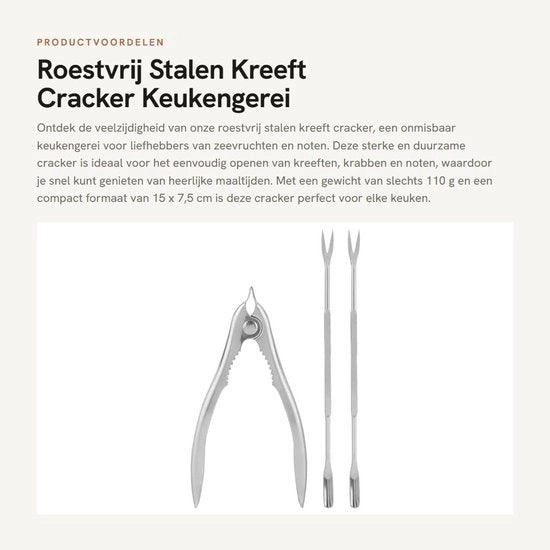 Cracker per frutti di mare in acciaio inossidabile - forchette per frutti di mare - apripomodori - accessori da cucina - sostenibile - resistente al lavastoviglie - cracker per frutti di mare
