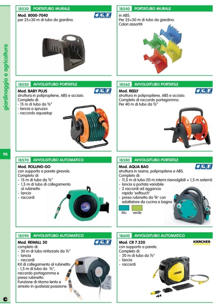 1pz avvolgitubo portatile gf reely per 40 m di tubo da 1/2" cod:ferx.94724