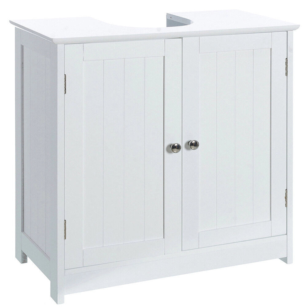 Mobile Bagno Sotto Lavabo Legno MDF Armadietto Mobiletto 2 Ante 60x30cm Bianco
