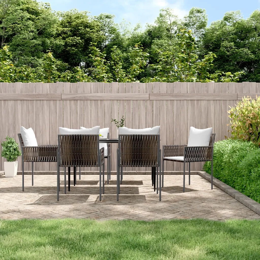 Set Pranzo da Giardino 7 pz con Cuscini in Polyrattan e Acciaio 3187054