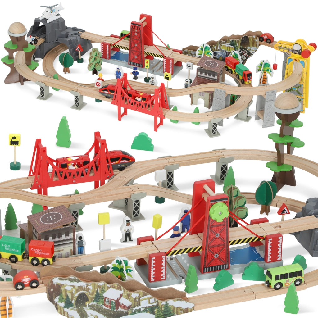 Treno Giocattolo in Legno ¨C Minimal ¨C 100 Pezzi, Colori Vari