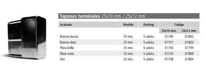 Tappo terminale per listelli fus ion vintage 25x10 oro