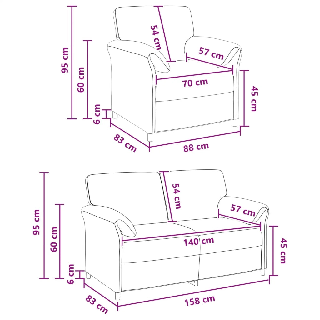 Set di divani 2 pz Turchese Velluto 3424909