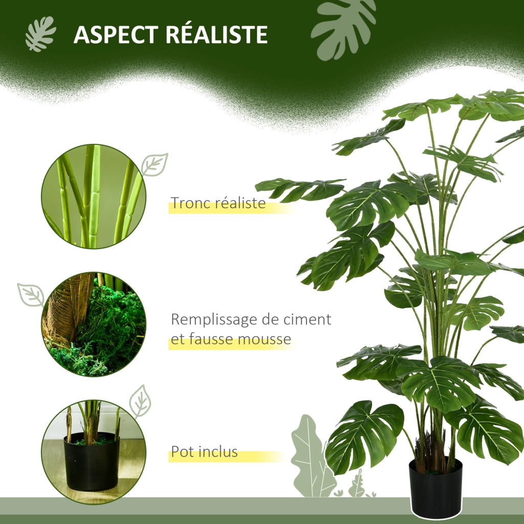 Pianta artificiale Monstera Deliciosa con vaso ¨C Minimal ¨C 180 cm verde