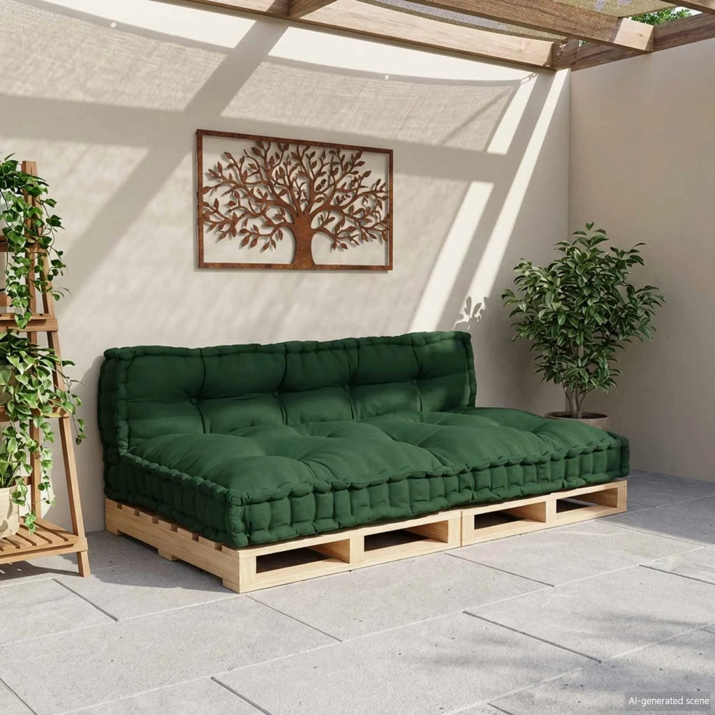 Cuscino per Divano Pallet 2 pcs Verde 120 x 80 x 38 cm Tessuto 4019090