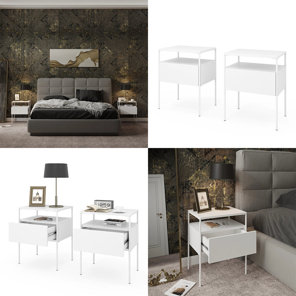 Vicco Comodino camera da letto Bianco Set di 2