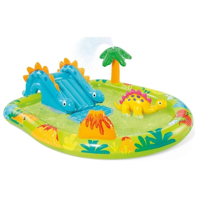 Intex 57166NP Centro Giochi Gonfiabile Dinosauri con Scivolo Spruzzatore 191x152x58 cm 143 L 2+ anni colore Multicolore