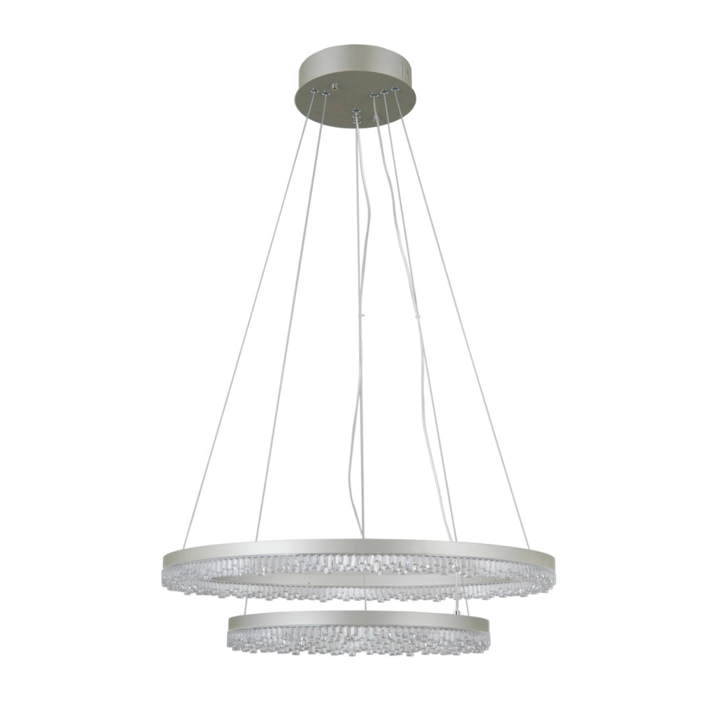 Lampada a sospensione LED Barlo 2 anelli argento Italux
