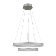 Lampada a sospensione LED Barlo 2 anelli argento Italux