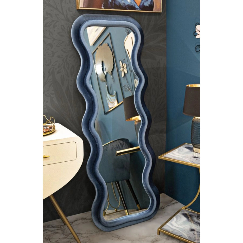 Specchio con Cornice Onde 2, Blu, MDF, 60x6x160 cm