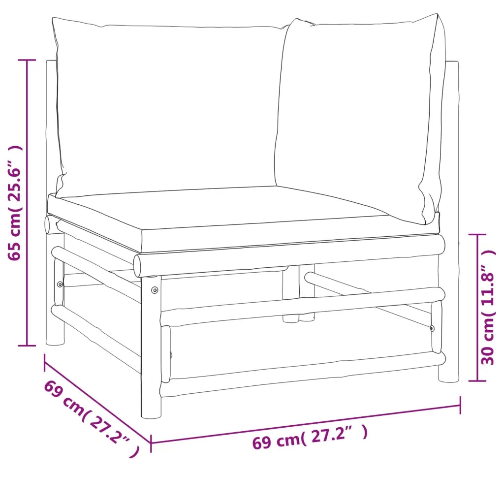 Set Salotto da Giardino 5pz con Cuscini Verdi Bambù 3155146