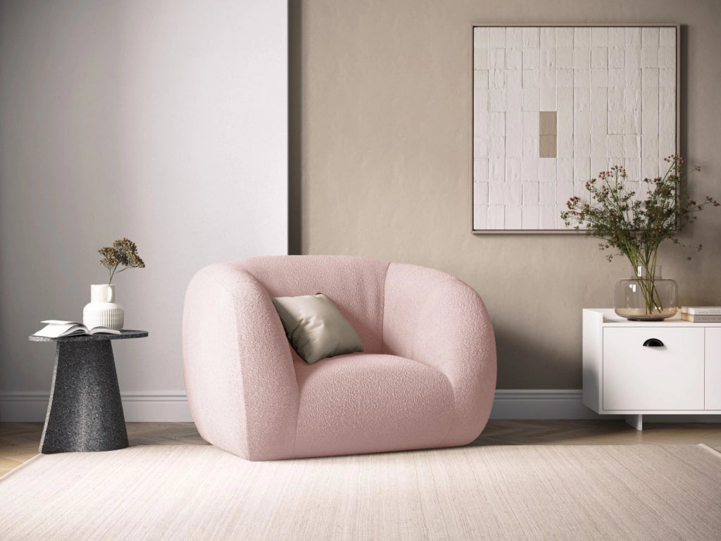 Cosmopolitan Design - Poltrona "Essen" in bouclé rosa cipria 