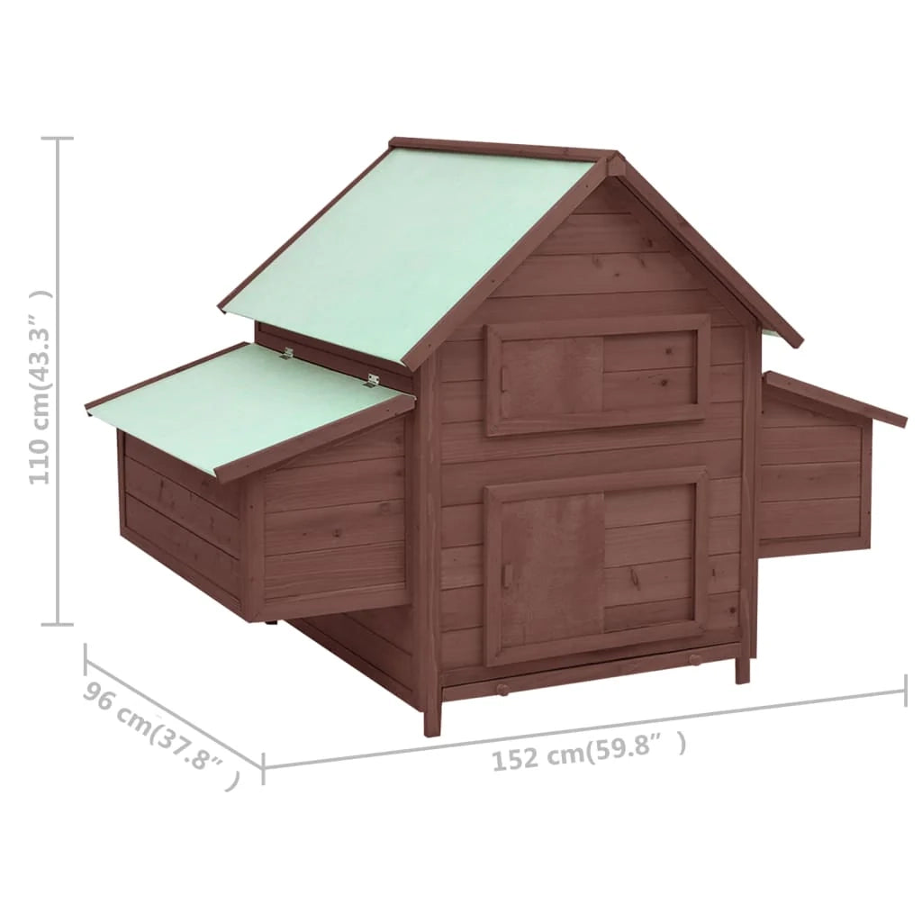Pollaio 152 x 96 x 110 cm in legno massello di abete moka e bianco 02_0001706