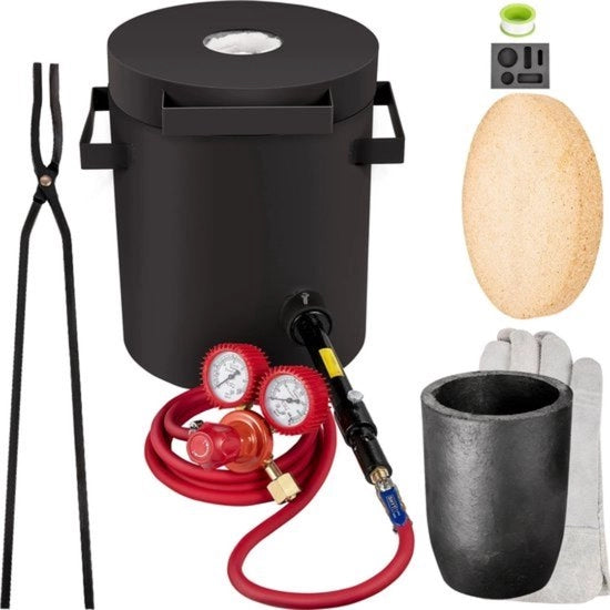 Fornace Metallica a Propano - Kit di Fornace - 4 Kg - Kit di Fornace con Smaltatrice a Grafite e Manico - Fonderia e Fusione