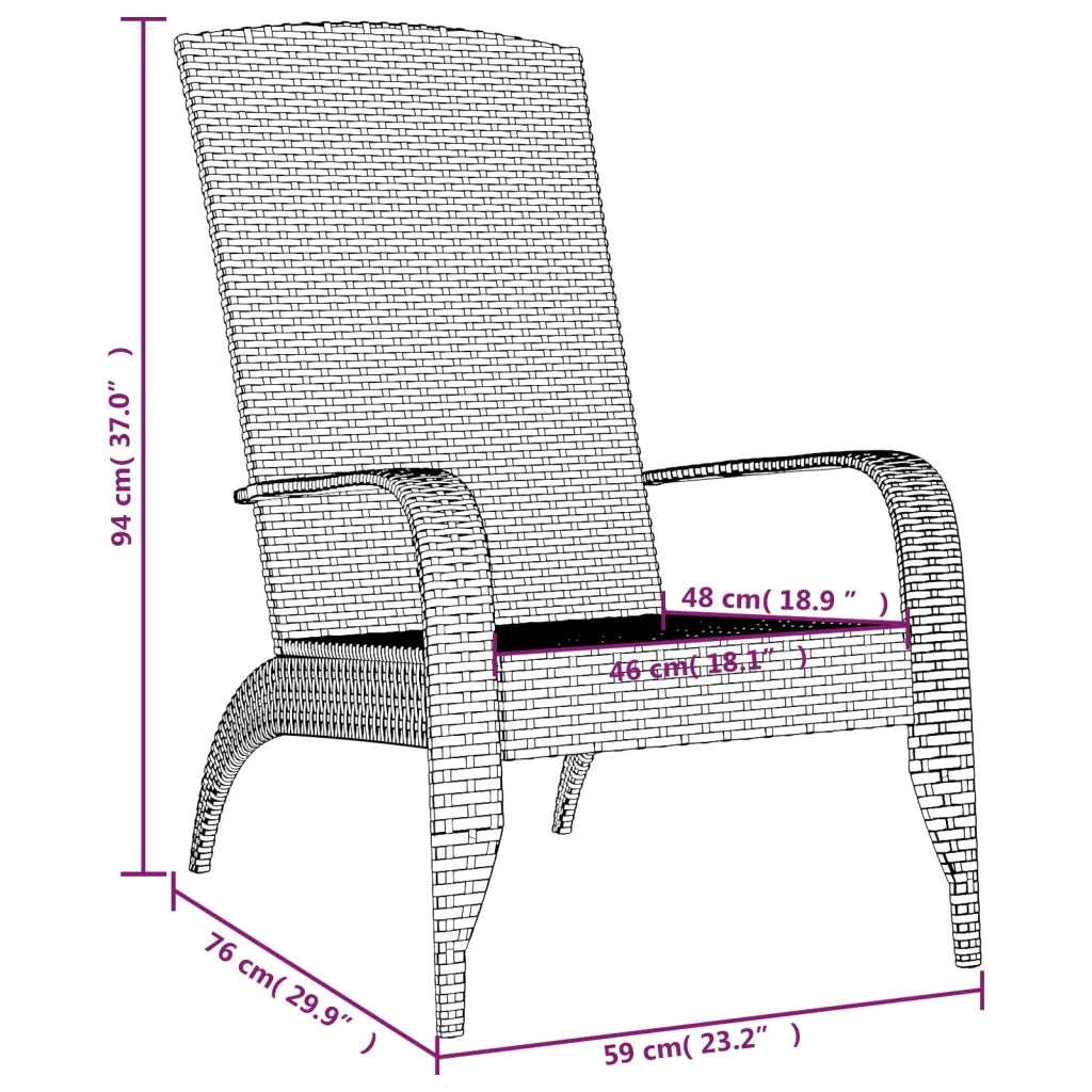 Sedia da Giardino | Sedie da Esterno Adirondack nera in polyrattan