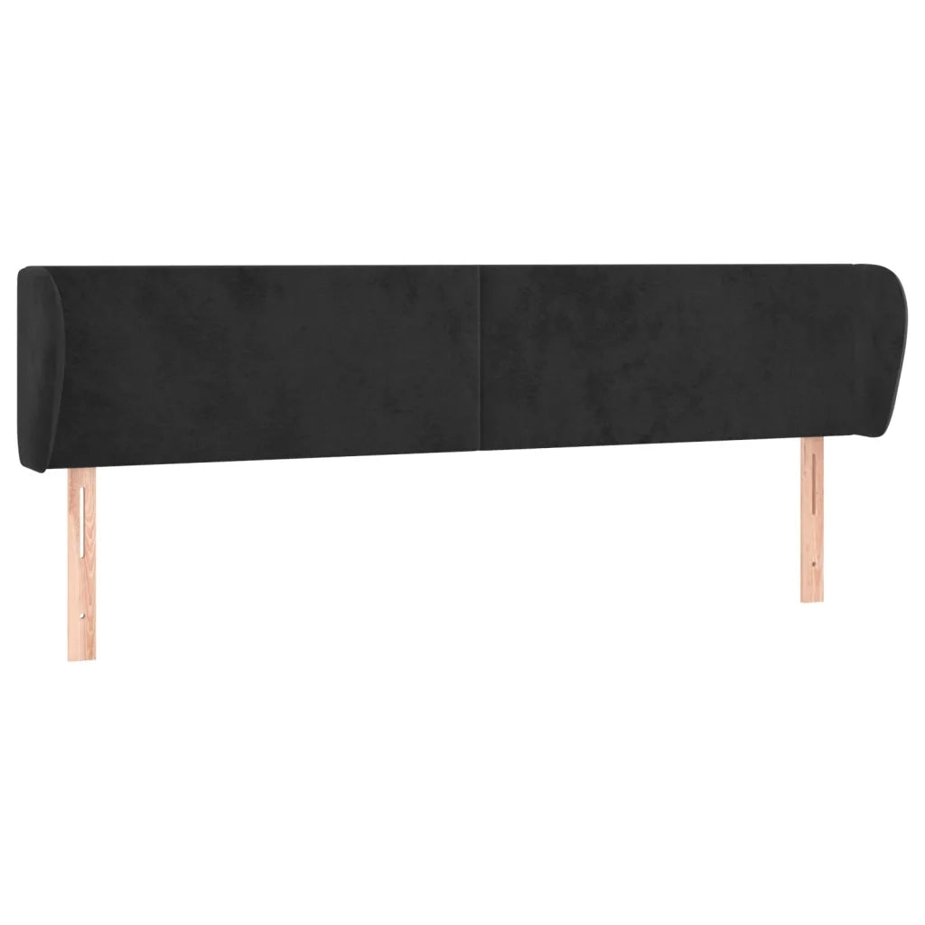 Testiera ad Orecchio-Testata con Orecchie Nera 203x23x78/88 cm in Velluto 524441