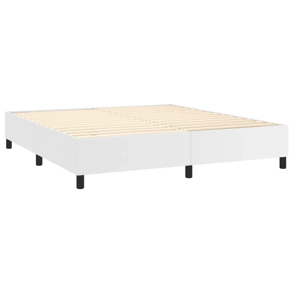 Giroletto Molle con Materasso e LED Bianco 160x200cm Similpelle