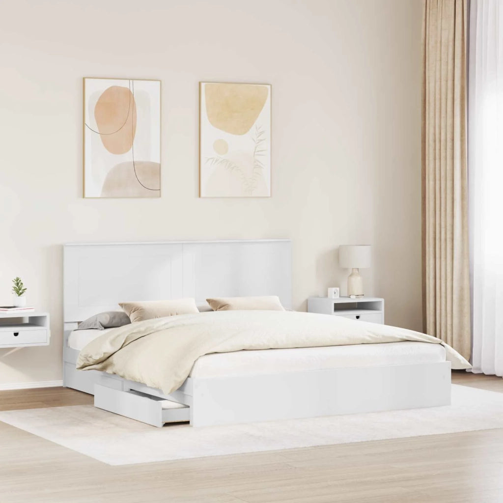 Letto con Contenitore Bianco 180 x 200 cm Legno multistrato 3409524