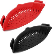 Clip di Silicone per Vaschetta Senza Mani - Filtro di Aria per Vaschetta Resistente al Calore - Accessori per Piatto della Cucina - Pasta, Verdure e Noodles - 2 SET (Nero e Rosso)