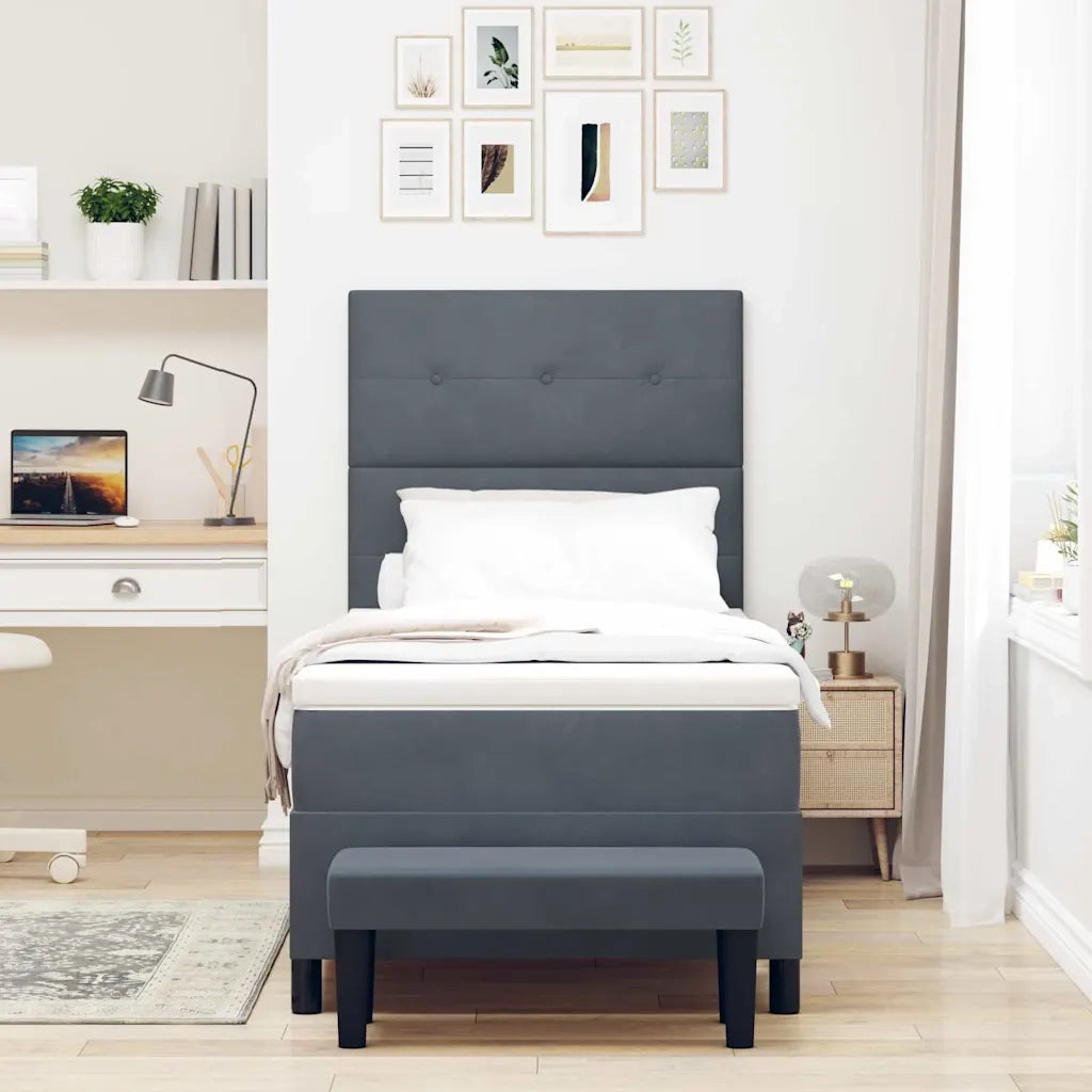 Letto a molle con testiera Grigio scuro 200 x 80 cm Velluto 3344475