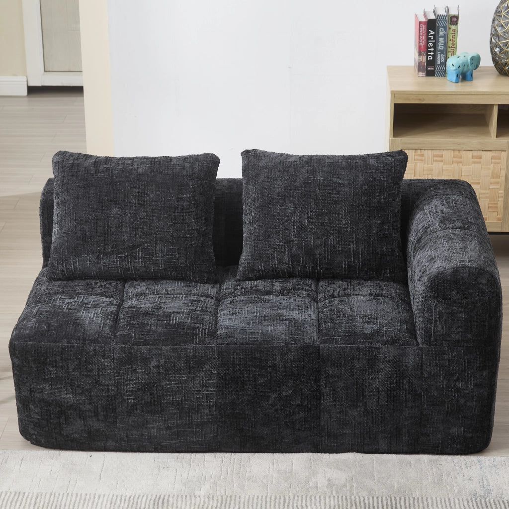 Divano 2 Posti con Cuscini e Tasche Laterali ¨C MINIMAL ¨C Nero, Morbido