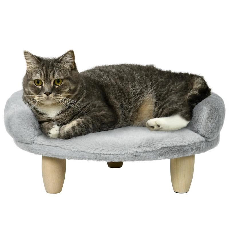 CUCCIA DIVANETTO PER CANI E GATTI SFODERABILE IN PELUCHE CON SCHIENALE, 47X40X20 CM, GRIGIO