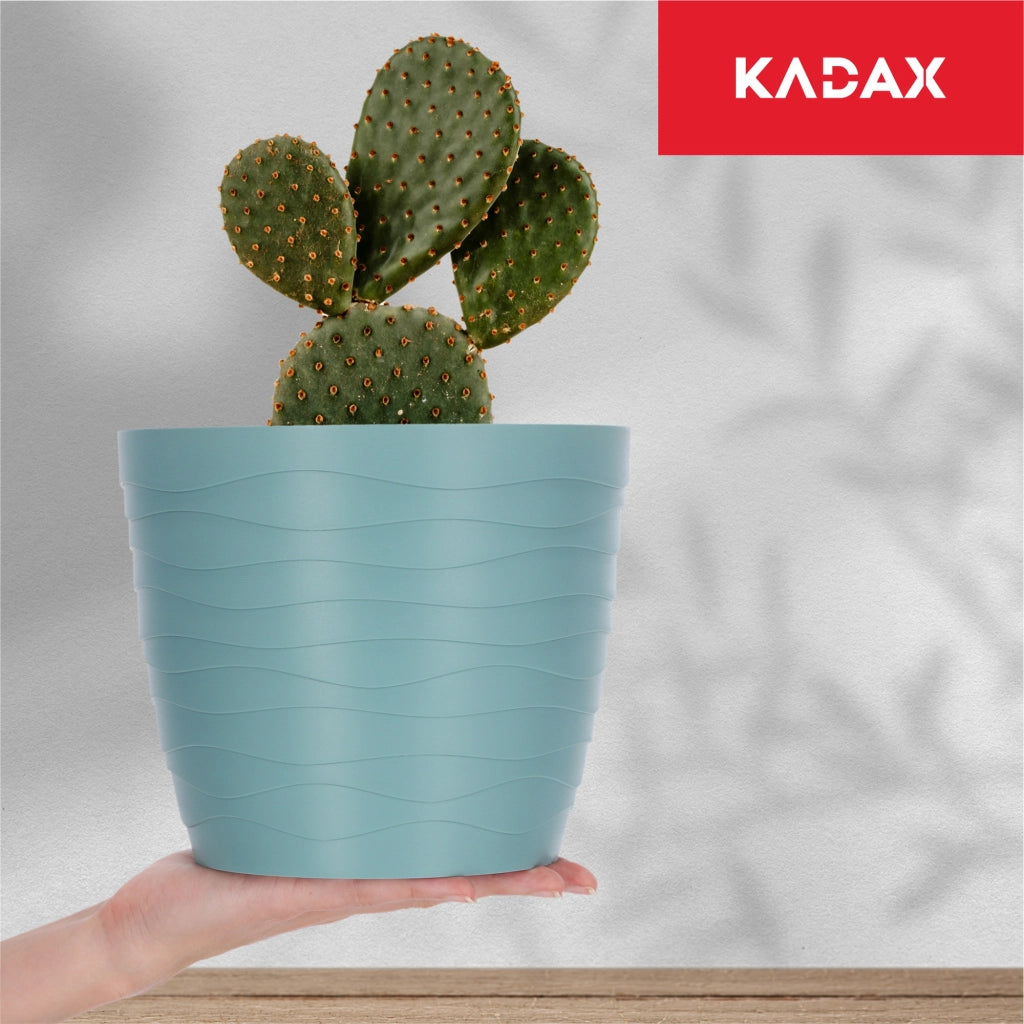 Vaso da fiori KADAX, coprivaso rotondo verde da 19 cm in plastica