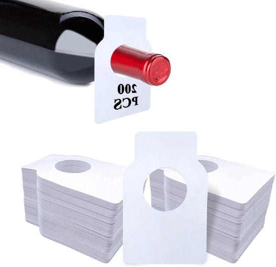 200 Pacchetto di Etichette per Bottiglie di Vino Bianche - Etichette per Bottiglie di Vino per Bottiglie e Cantine - Etichette per Bottiglie - Etichette per Bottiglie di Vino - Organizza le Tue Bottiglie di Vino con Etichette per Appendere