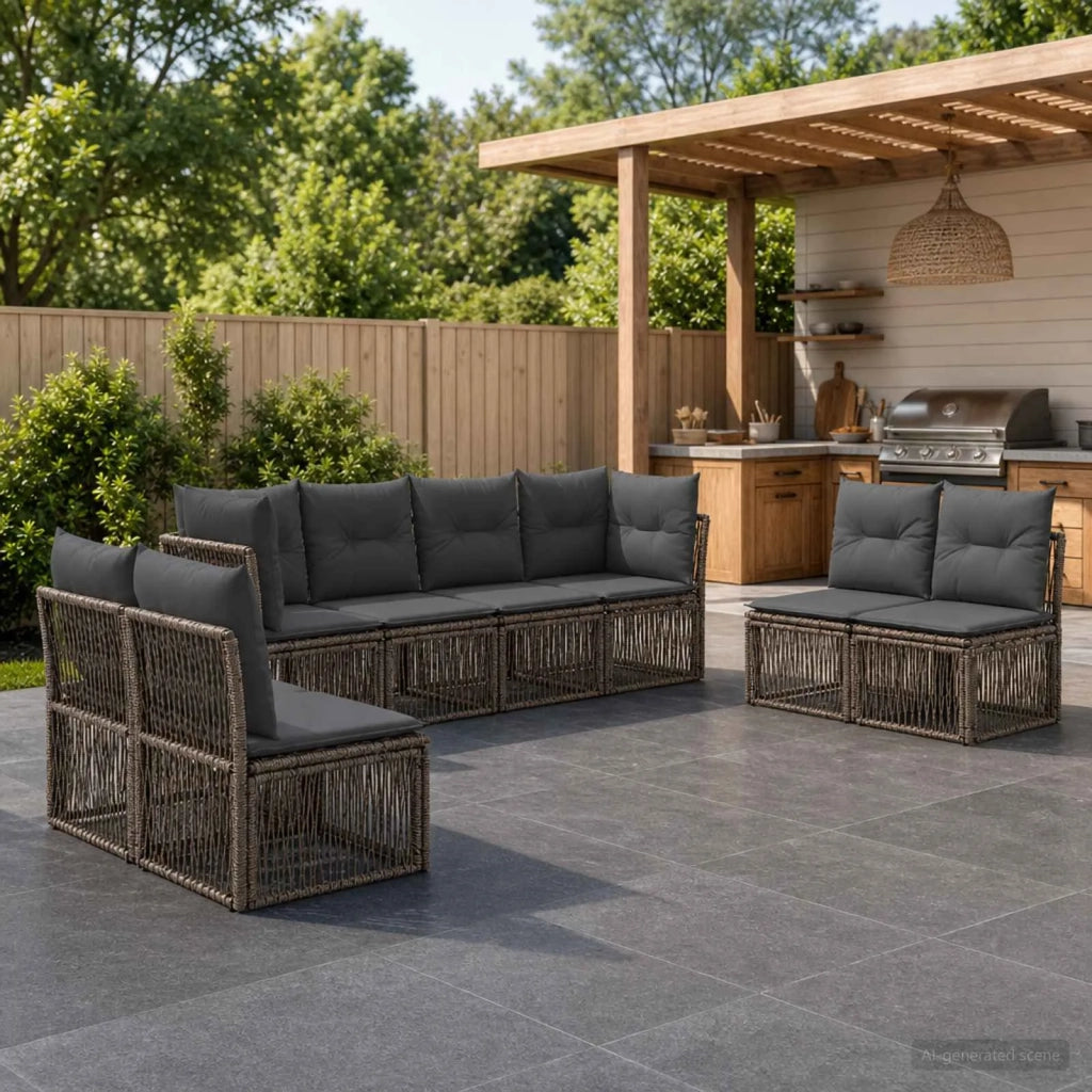 Set Divano da Giardino 8 pz Grigio polyrattan 3434171