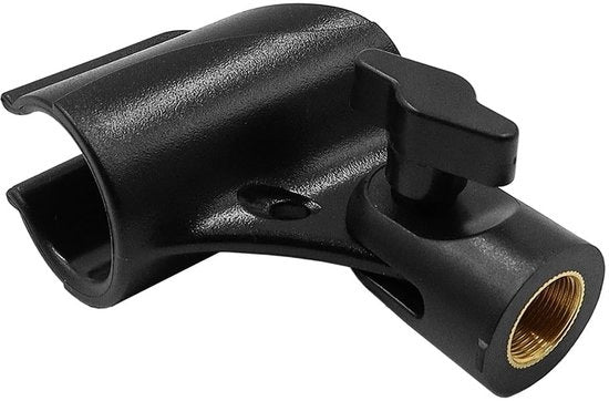 Clip microfono regolabile - universale e portatile - nero - 2 adattatori microfono - adatto per microfoni manuale...