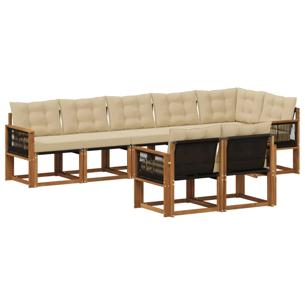 Set di divani da esterno con cuscino 8 pcs Naturale e Beige 3382033