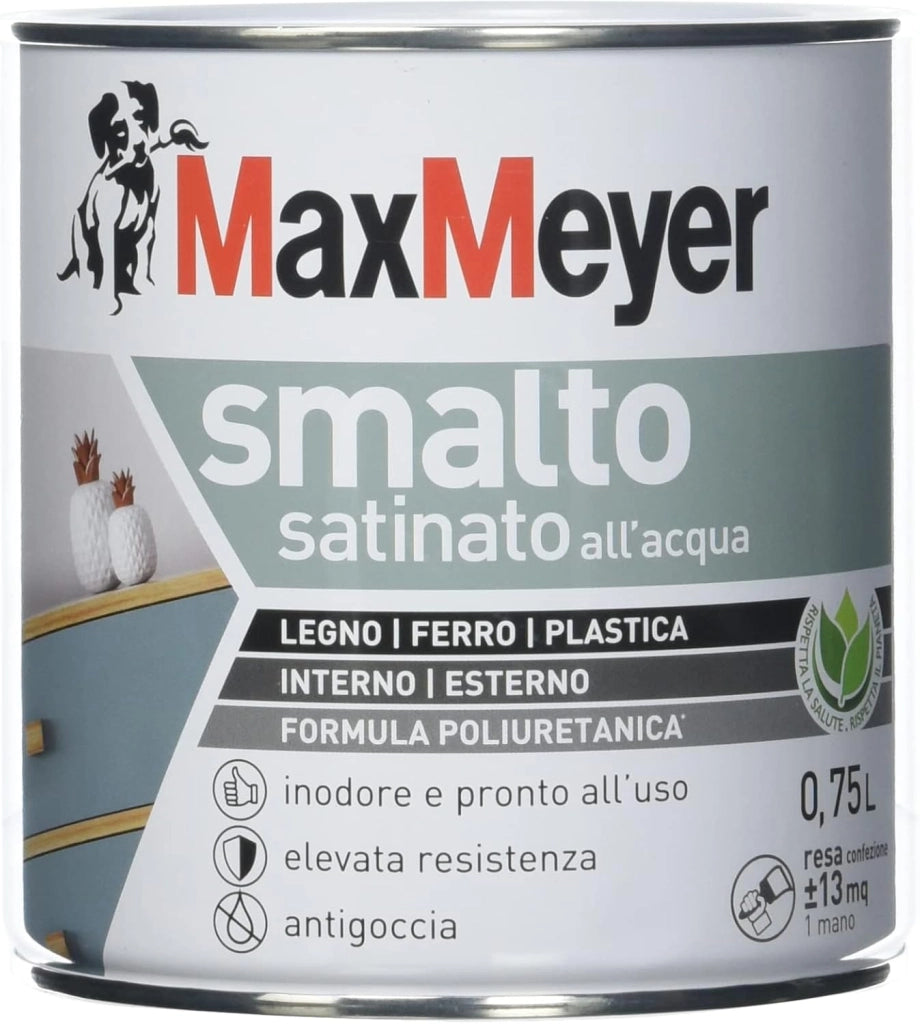 Smalto Satinato All'Acqua Poliuretanico, Colore Bianco, 0.75L