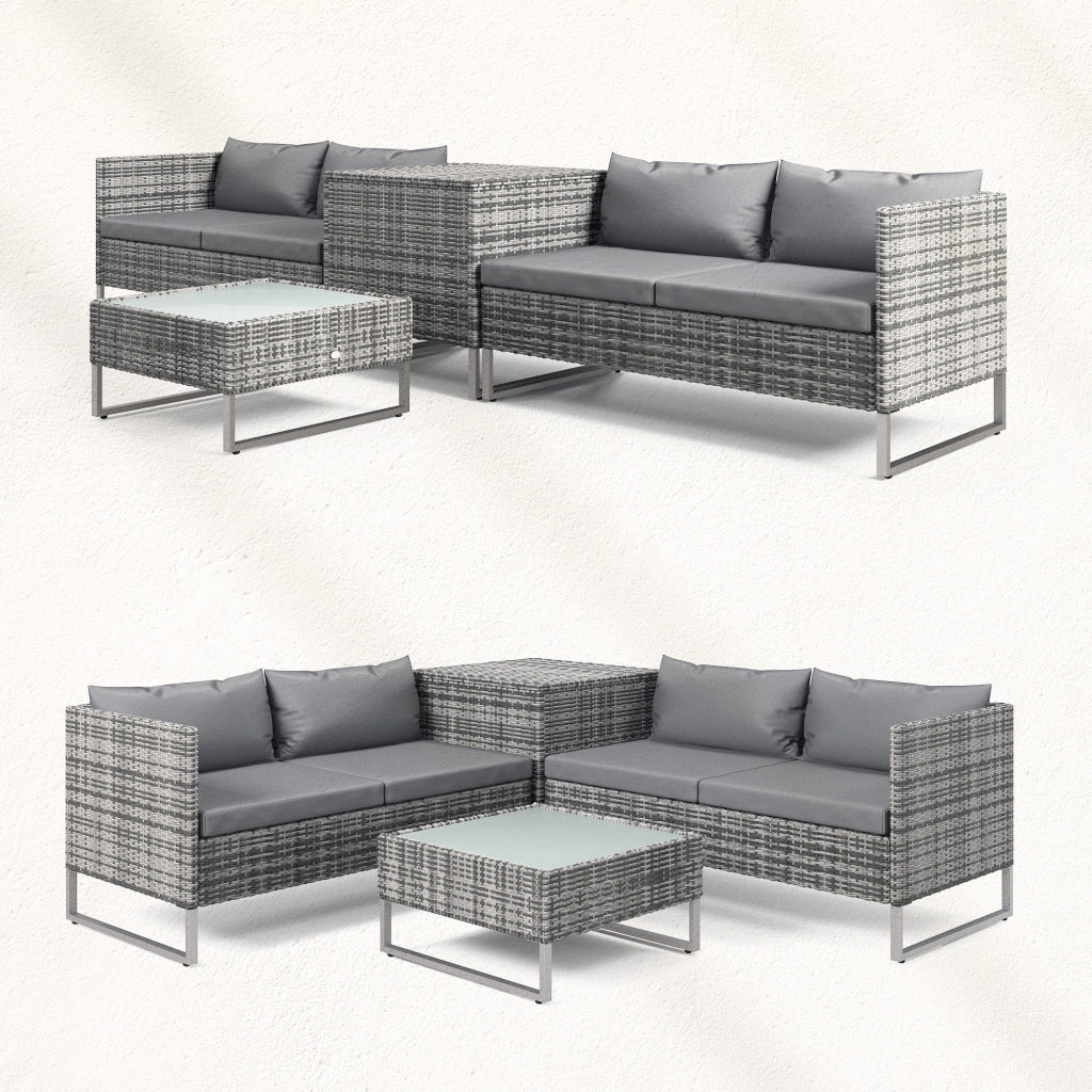 Set da Giardino 4 Pezzi con Divani e Tavolini ¨C Minimal ¨C Acciaio e Rattan