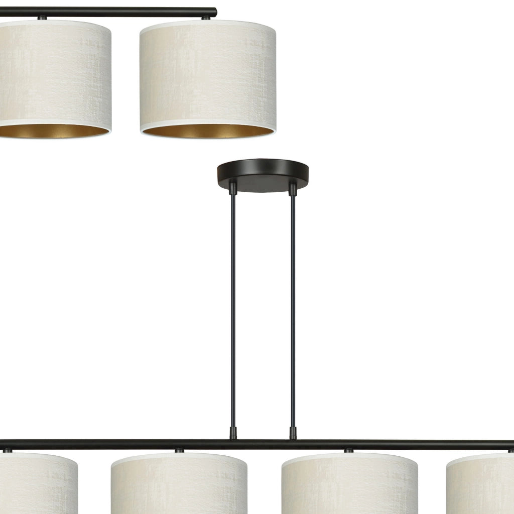 Lampadario Emibig Hilde 4 luci E27 nero crema oro