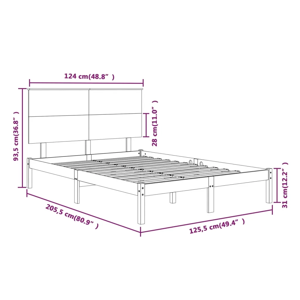 Giroletto senza Materasso Bianco 120x200 cm Legno Massello Pino 3104799