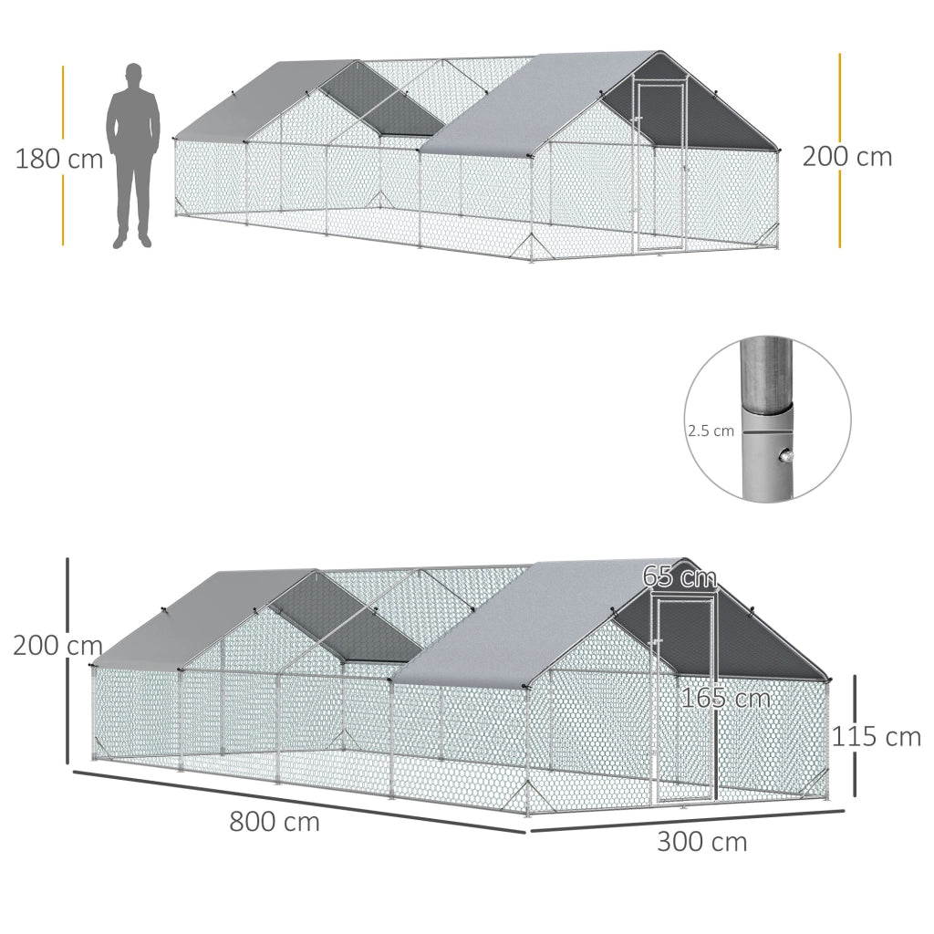 Pollaio da Giardino ¨C Minimal ¨C Argento, Zincato, 3x8x2m