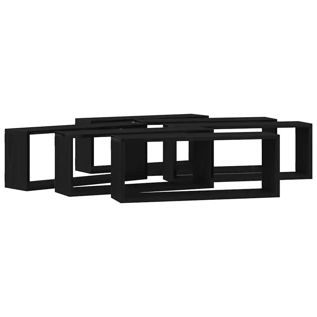 Scaffali da parete 6 pcs Rovere Nero 60 x 15 x 23 cm 862647